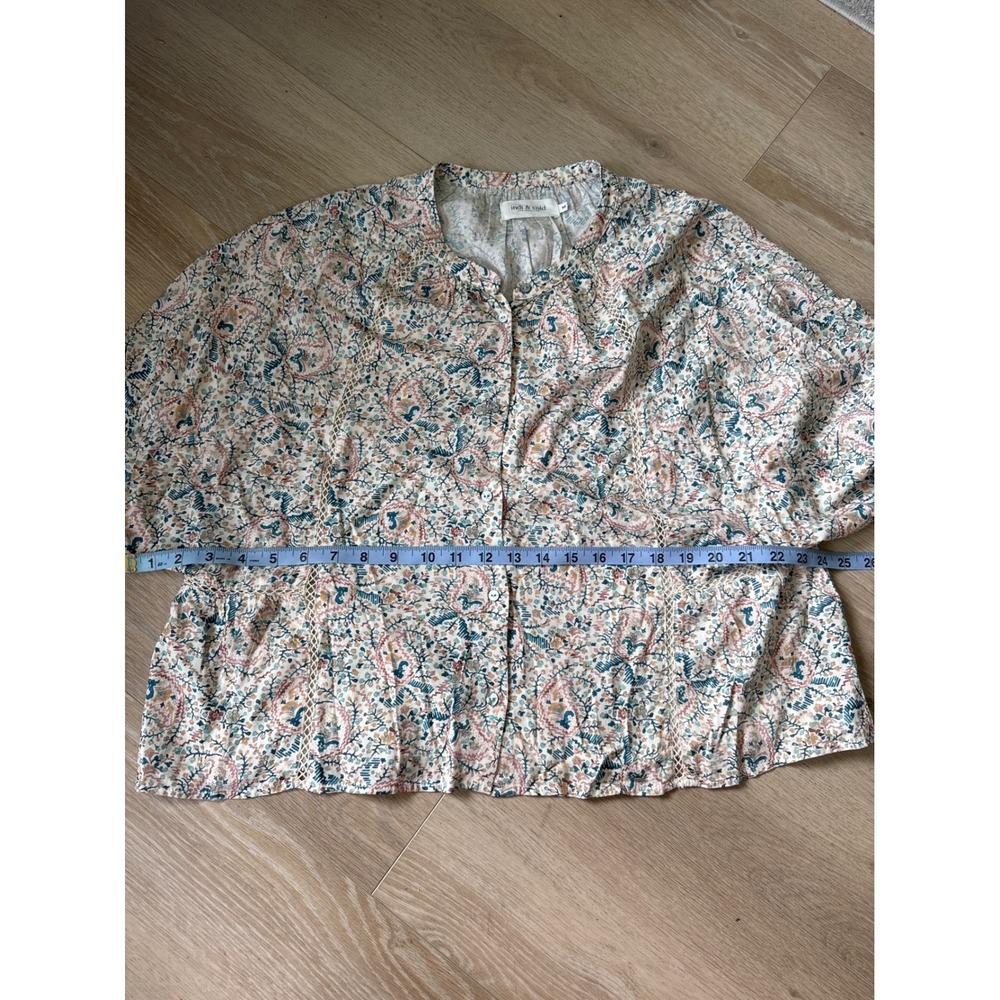 Indi & Cold San Sebastian Floral Paisley Lace Trim Blouse Womens M - Picture 9 of 9